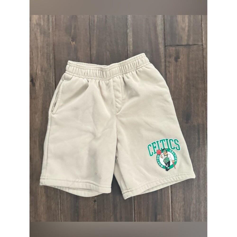 Boston Celtics Official NBA Tan Sweat Shorts Boys 10-12
